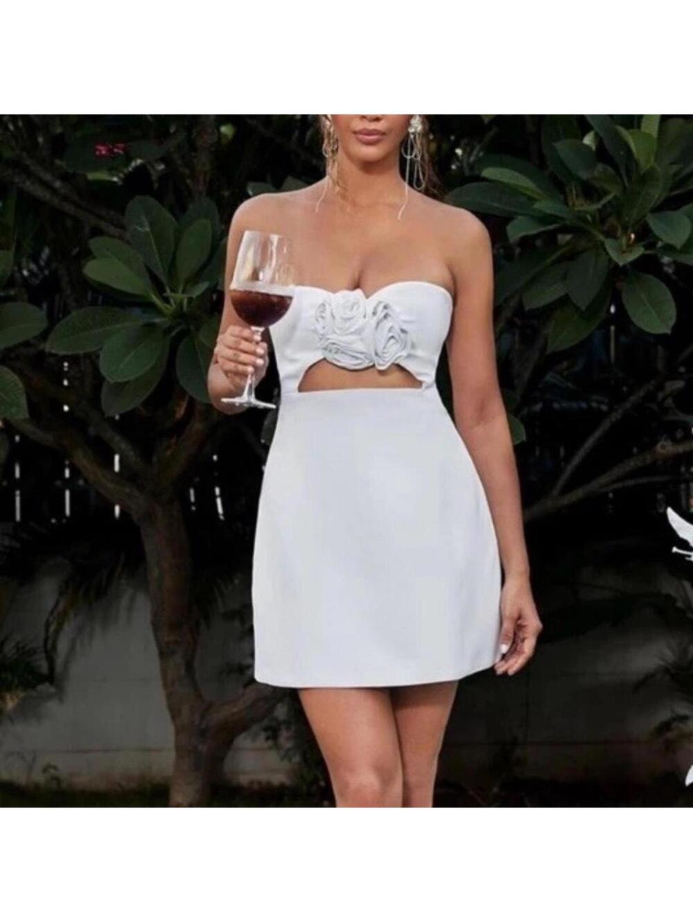 MEW MEWS Kinsley Strapless Cutout White  Mini Dress